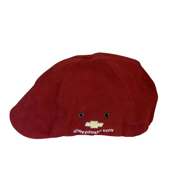 Chevy Dealers Solid Burgundy 100% Cotton Gatsby Embroidered Cap Red Adult VGC - Picture 4 of 5